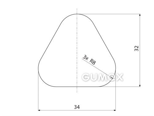 Geformtes Silikonprofil, 32x34mm, Länge 9000mm, 60°ShA, -60°C/+180°C, transparent, 
